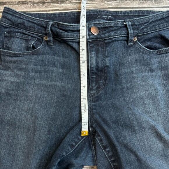 Ann Taylor LOFT Women's Slim Straight Leg Jeans Dark Blue Denim 32 Stretchy Zip - Picture 10 of 11